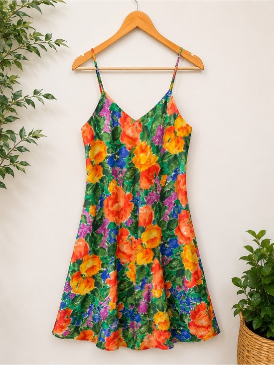 Victoria's Secret Other - Victoria Secret Vintage Spaghetti Strap Vibrant Floral Slip Sleep Dress